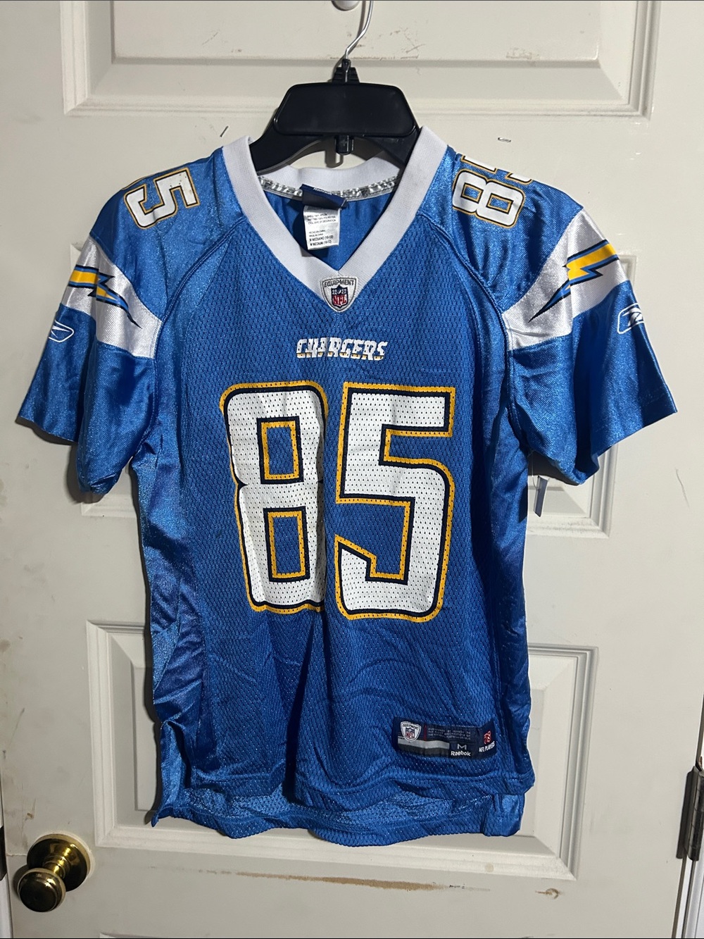 Reebok Youth Chargers #85 Blue Jersey with White and Gold Accentsi OLIKB